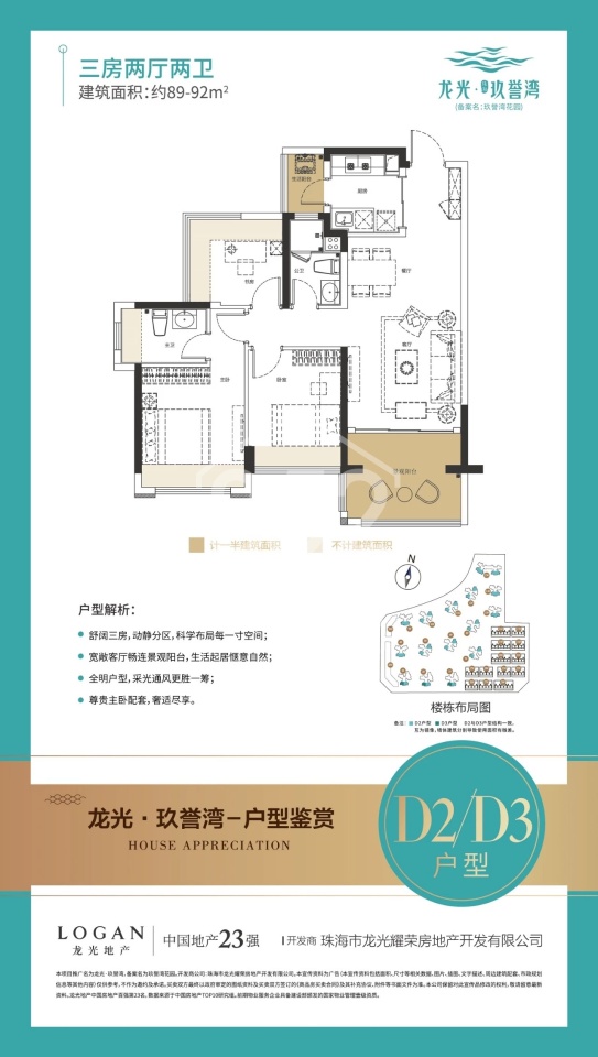 D2D3戶型 89-92㎡ 三房兩廳兩衛